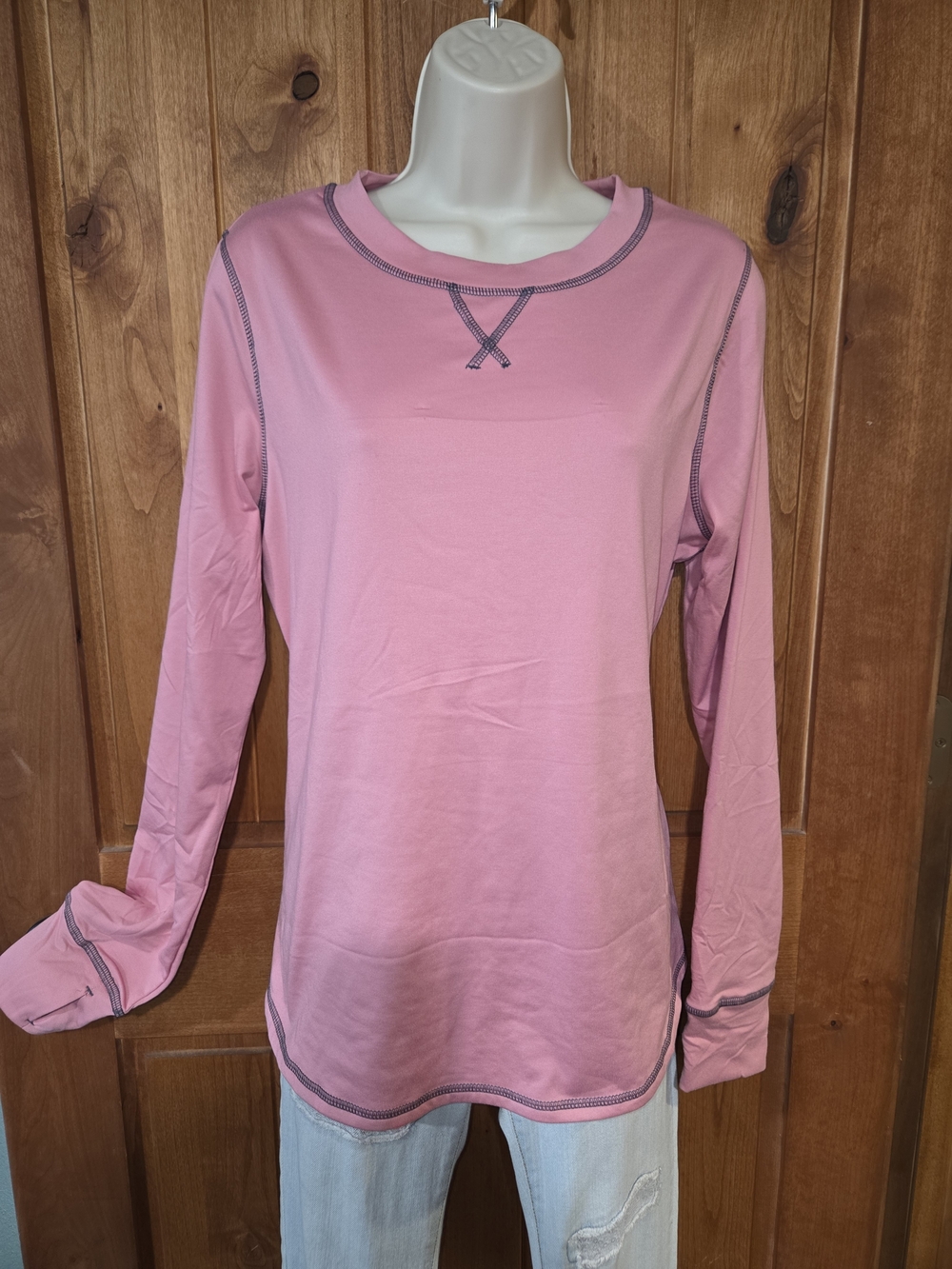 Cuddl Duds Dusty Pink Long-Sleeve Crewneck Top/Base Layer